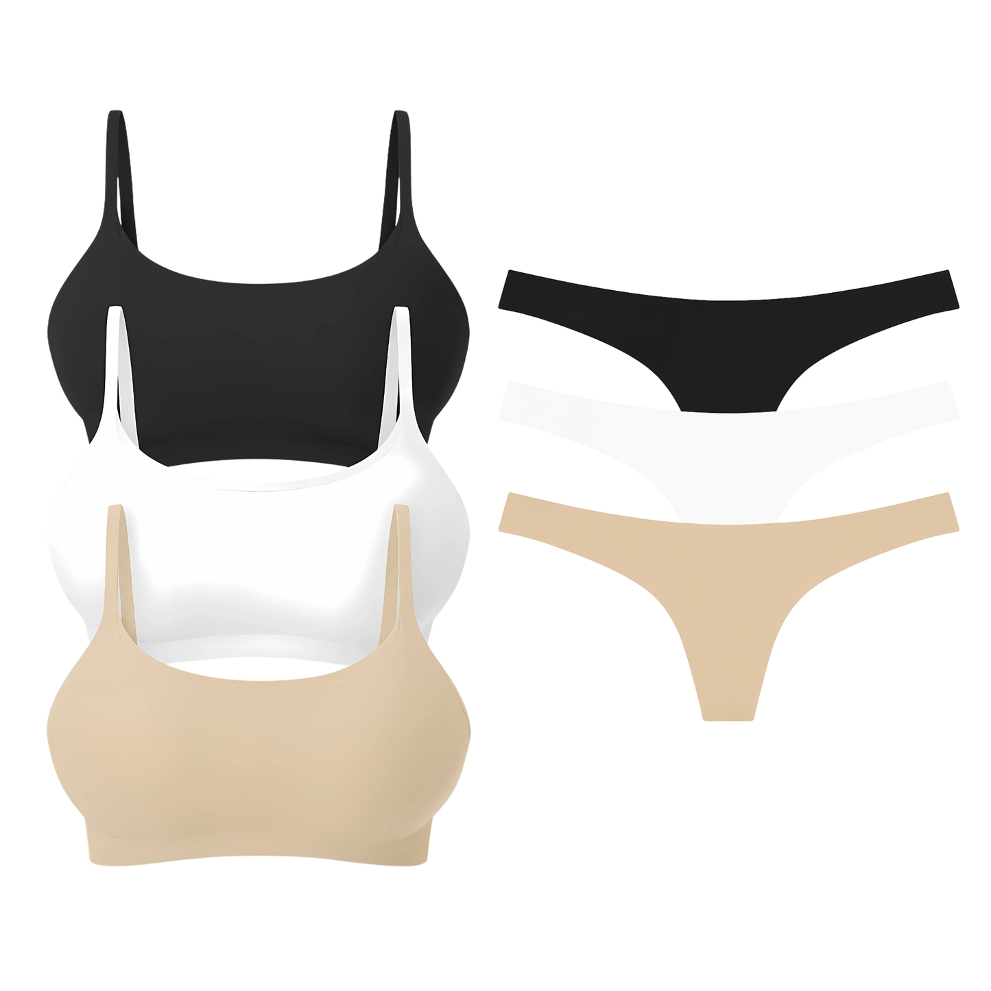 Pack 3x1 Conjunto segunda piel - Corpiño Moldeador + Colaless Sin Costuras.